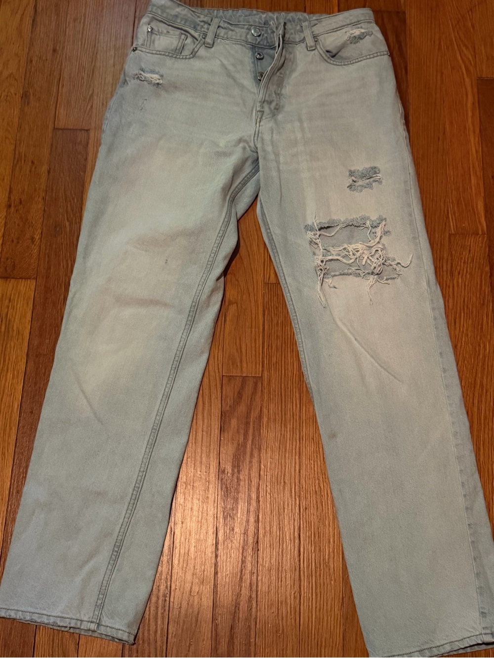 Women’s Light Blue Distressed Jeans - Casual Relaxed Fit
